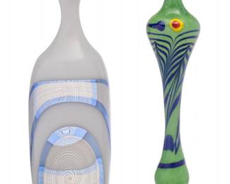 Lot 1073 | Frederick Birkhill (Michigan, American) Art Glass Vessels 1983; 1995 H 10" Dia. 2.5" 2 PCS