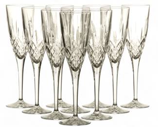 Lot 1070 | Waterford Quality Crystal Fluted Champagne Stems H 8.3" Dia. 2.3" 9 PCS