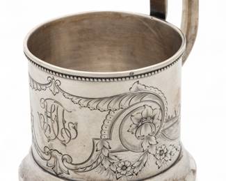Lot 73 | Russian 84 Silver Cup, Maker BK 1900 H 3.3" Dia. 2.8" 2.6t oz