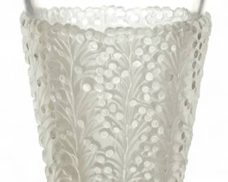 Lot 1044 | Rene Lalique (French) 'Saint Tropez' Frosted Crystal Vase H 7.5" Dia. 5.8"