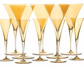 Lot 1068 | Lobmeyr 'Ambassador Gold Lustre' Wine And Sherry Glasses H 7.9" Dia. 3.9" 10 PCS