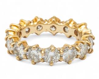 Lot 15 | Diamond And 14kt Yellow Gold Eternity Band Ring 5 4g