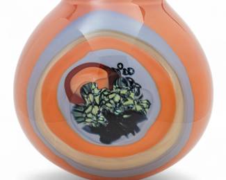 Lot 1037 | Richard Ritter (American, B. 1940) Blown, Cut, Polished, And Sandblasted Glass Vase H 7.5" Dia. 8.5"