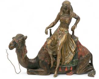 Lot 1094 | Austrian Bronze Sculpture, Camel with Girl Dismounting 1900 H 6.2" L 7.5"