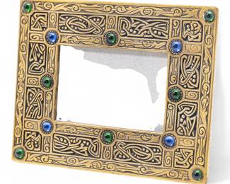 Lot 89 | Tiffany Studios (American) 'Ninth Century' Dore Bronze & Cabochon Glass 1618 Easel Calendar Early 20th C. H 4.8" W 5.9" 1 PC