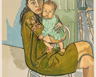 Lot 1015 | Alice Neel (American, 1900-1984) Lithograph in Colors on Wove Paper, 1982, 'Mother And Child (Nancy And Olivia)' H 31" W 28"