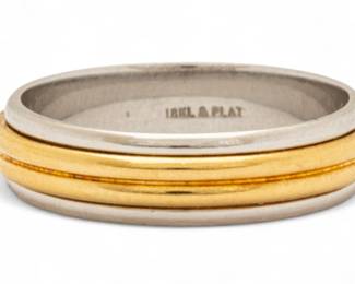 Lot 21 | 18k Yellow Gold & Platinum 6mm Gent's Band, Size 10 1/2 9.8g