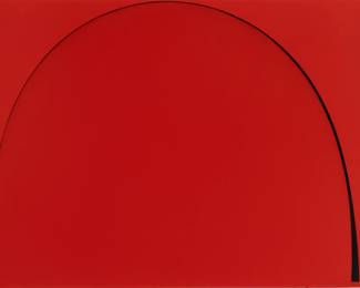 Lot 1020 | Ian Davenport (British, B. 1966) Household Paint on Medium Density Fiberboard 1997, 'Poured Painting: Red, Black, Red' H 17.9" W 23.6"