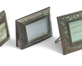 Lot 90 | Tiffany Studios (American) 'Pine Needle' Bronze & Slag Glass Calendar Frames H 4" W 5.9" 3 PCS