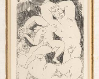 Lot 1008 | Pablo Picasso (Spanish, 1881-1973) Etching on Richard De-Bas Paper 1968, 'Pourvu Qu'on Ait L'ivresse, from La Celestine' H 4.8" W 3.5"