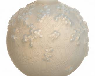 Lot 1043 | Rene Lalique (French) 'Druide' Frosted Crystal Vase H 7" Dia. 7"