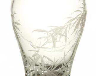Lot 1077 | Steuben (American) Etched Crystal Baluster Vase H 7" Depth 5"