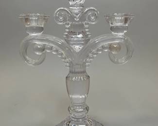 American Pressed Glass Two Light Candelabra