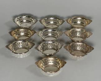 Associated Set Of 10 Matched Birks And Gorham Sterling Silver Nuts Bowls, C. Early-mid 20th Century
