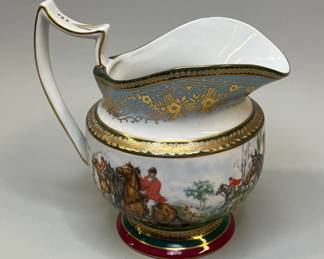 Limoges Style Fox Hunt Pitcher