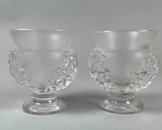 Pair Of Lalique Saint Cloud Vases