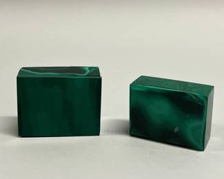 Pair Of Green Malachite Trinket Boxes