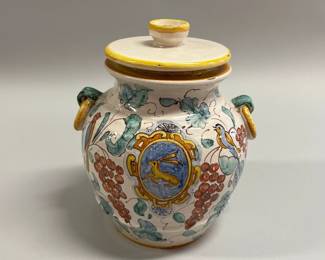 Ceramiche D'Arte Sorrentino Tuscan Style Painted Covered Urn, Ravello, Italy