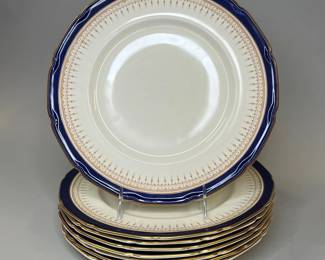 Royal Doulton Regency Blue Dinner Plates (8)