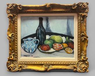 J Bryant, Sill Life On Table, Acrylic On Canvas, 20th Century