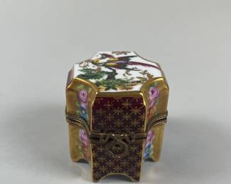 Limoges Miniature Perfume Box With Glass Bottles