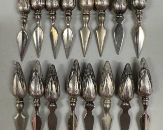 Sterling Silver Corn Cob Holders, 16