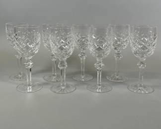 Set Of Eight Waterford Crystal Powerscourt Claret Wine Glasses