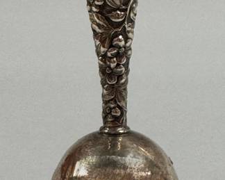 Stieff Rose Sterling Silver Repousee Handle Hand Bell