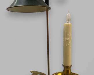 Brass And Tole Bouillotte Lamp Wired For Electricity