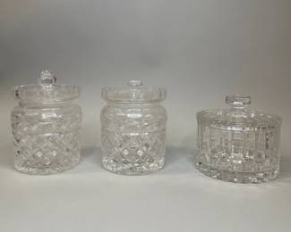 Collection Of Three Waterford Crystal Biscotti Jars With Lids