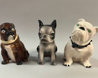 Collection Of Three Glazed Pottery Dogs, Two Cookie Jars, One Coin Bank
