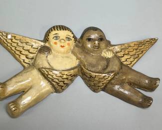 M Serrano Signed And Hand-painted Paper Mache Cherubs