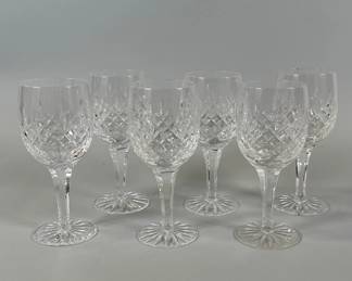Set Of Six Dessert Wine Glasses, Probably Waterford Crystal
