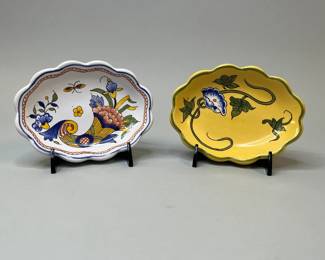 Two Handpainted Faience Soap Dishes