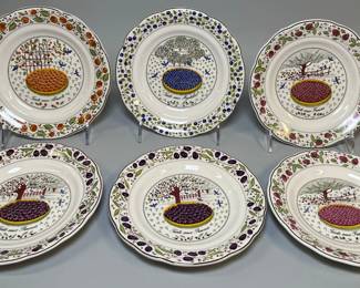 Set Of Gien For Crate & Barrel Les Tartes Salad Or Dessert Plates, Circa 1991-1998 (6)