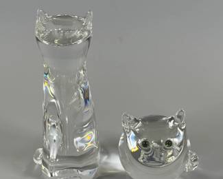 Pair Of Steuben Glass Cats