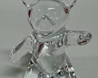 Daum France Crystal Teddy Bear Paperweight Figurine