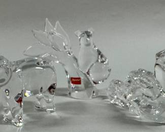 Three Baccarat Crystal Figurines: Koala, Elephant, And Dragon