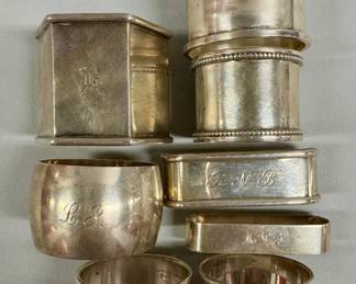 8 Sterling Silver Napkin Rings
