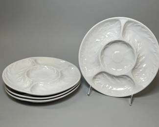 Set Of Four Apilco White Divided Serving Plates