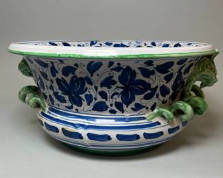 Italian Majolica Centerpiece Bowl Decorated With Portrait Medallion Of Saint Peter