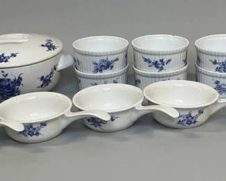Apilco French Porcelain Baking Tureen, Handled Serving & Souffle Dishes