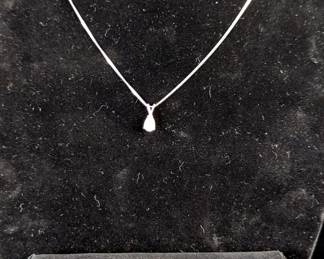 14K White Gold Necklace With Pendant & 14K Gold Bracelet