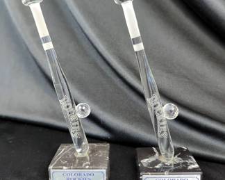 Colorado Rockies Glass Baseball Bat Figurines