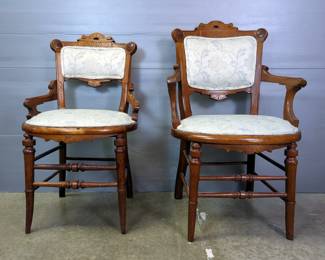 Carved Wood Chairs With Upholstered Seat And Back