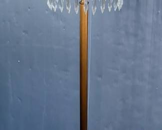 Floral Hurricane Parlor Lamp with Crystal Prisms
