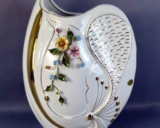 Capodimonte Italian Porcelain Vase with Floral and Gold Detail