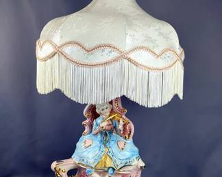 Capodimonte Style Lamp With Violin Player