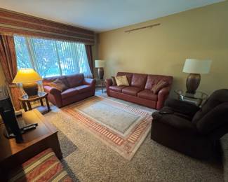 Leather sofa and loveseat