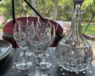 Waterford decanter and wine glasses